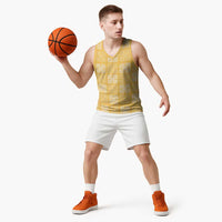 Yellow Palaka Quilt Hawaii Basketball Jersey Traditional Hawaii-plaid Pattern - Polynesian Pride