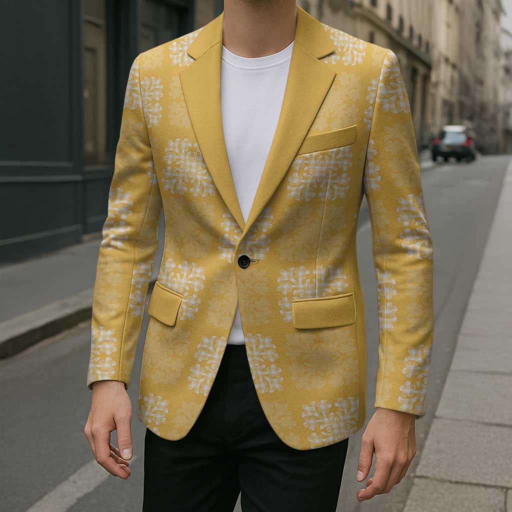 Yellow Palaka Quilt Hawaii Blazer Traditional Hawaii-plaid Pattern - Polynesian Pride