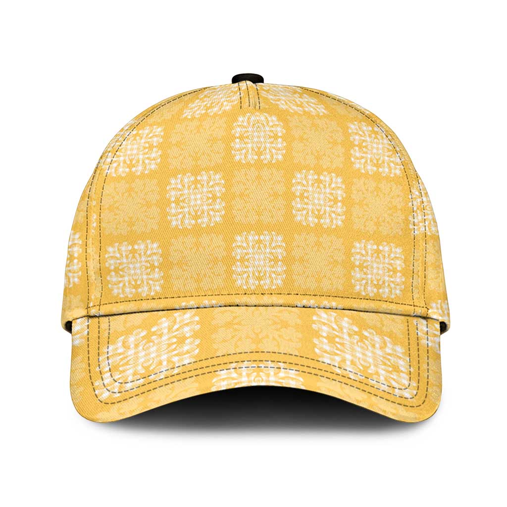 Yellow Palaka Quilt Hawaii Classic Cap Traditional Hawaii-plaid Pattern - Polynesian Pride