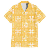 Yellow Palaka Quilt Hawaii Family Matching Off The Shoulder Long Sleeve Dress and Hawaiian Shirt Traditional Hawaii-plaid Pattern LT14 Dad's Shirt - Short Sleeve Yellow - Polynesian Pride