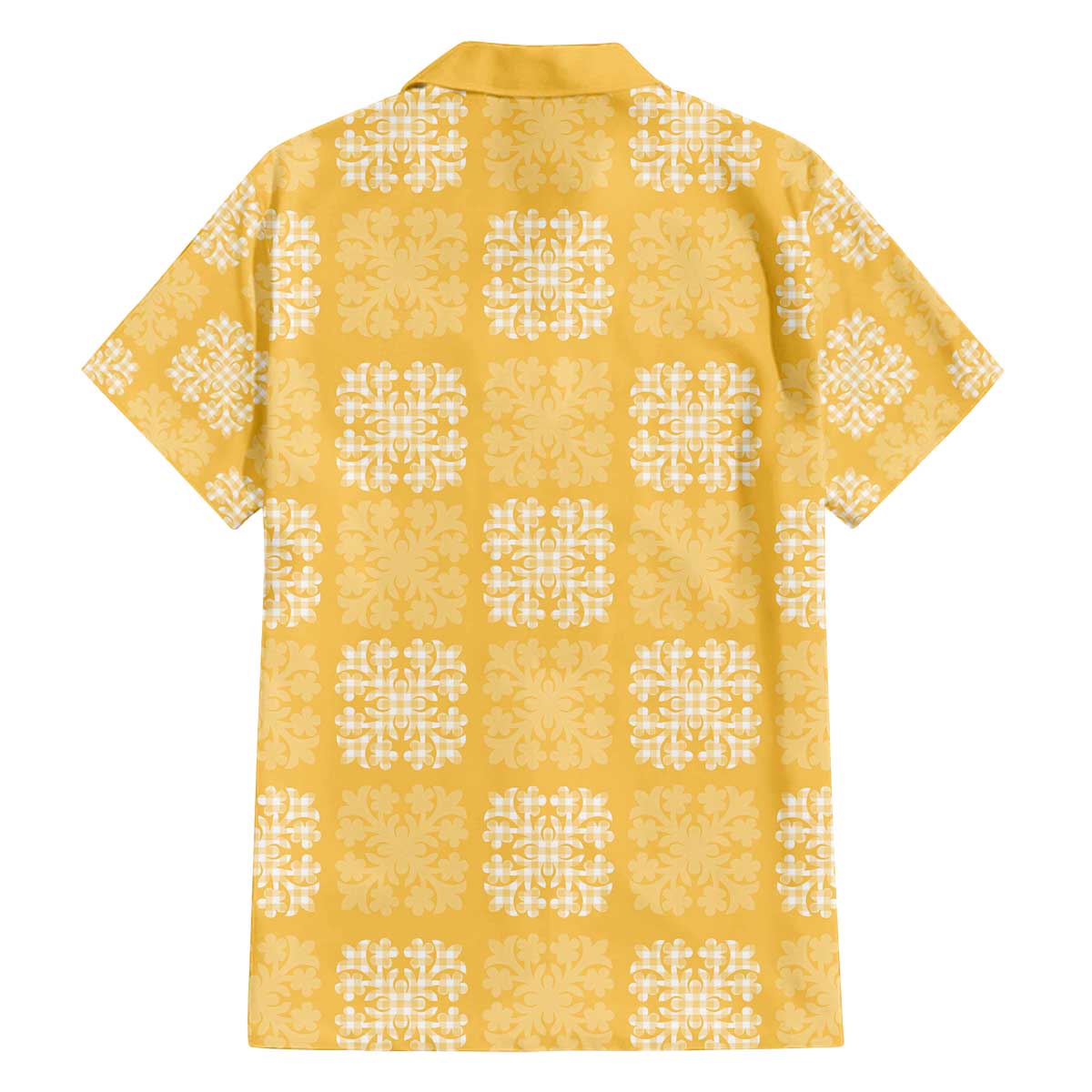 Yellow Palaka Quilt Hawaii Family Matching Off The Shoulder Long Sleeve Dress and Hawaiian Shirt Traditional Hawaii-plaid Pattern LT14 - Polynesian Pride