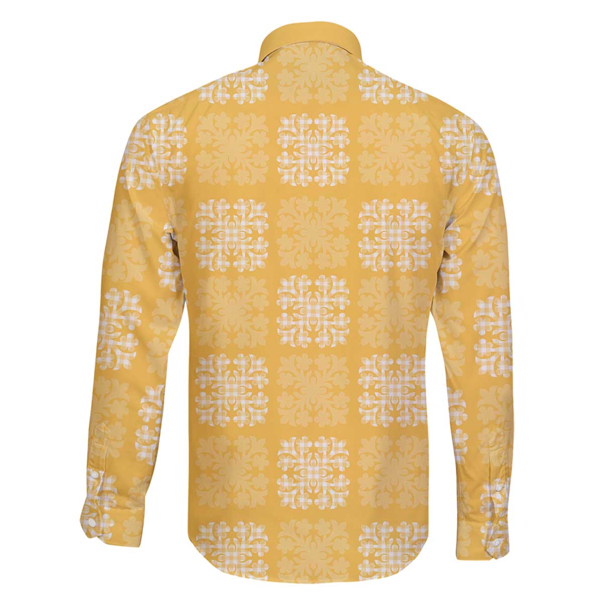 Yellow Palaka Quilt Hawaii Family Matching Off The Shoulder Long Sleeve Dress and Hawaiian Shirt Traditional Hawaii-plaid Pattern LT14 - Polynesian Pride