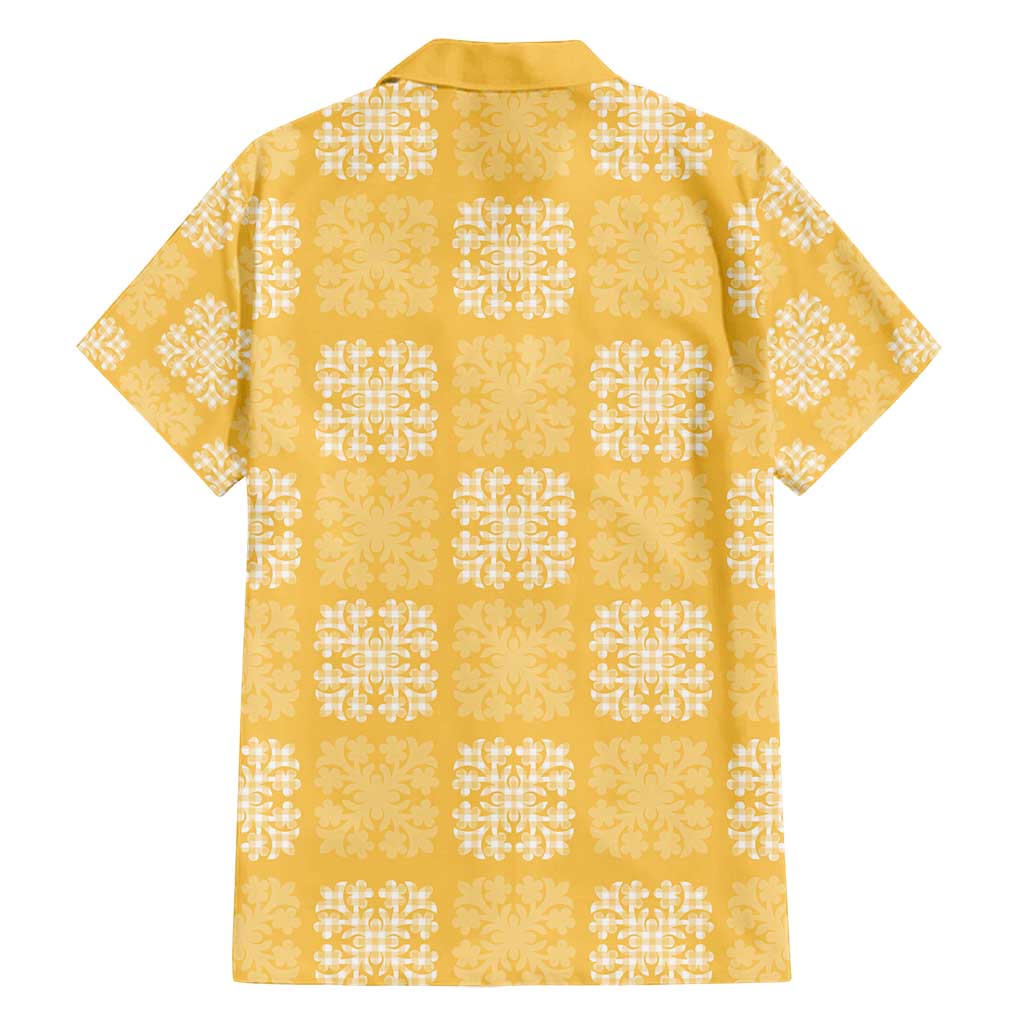 Yellow Palaka Quilt Hawaii Family Matching Puletasi and Hawaiian Shirt Traditional Hawaii-plaid Pattern - Polynesian Pride