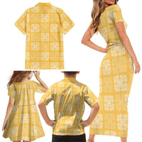 Yellow Palaka Quilt Hawaii Family Matching Short Sleeve Bodycon Dress and Hawaiian Shirt Traditional Hawaii-plaid Pattern LT14 - Polynesian Pride