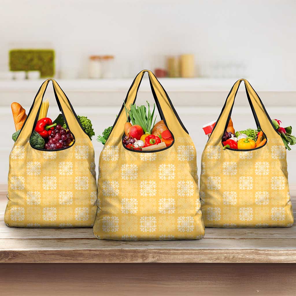Yellow Palaka Quilt Hawaii Grocery Bag Traditional Hawaii-plaid Pattern - Polynesian Pride