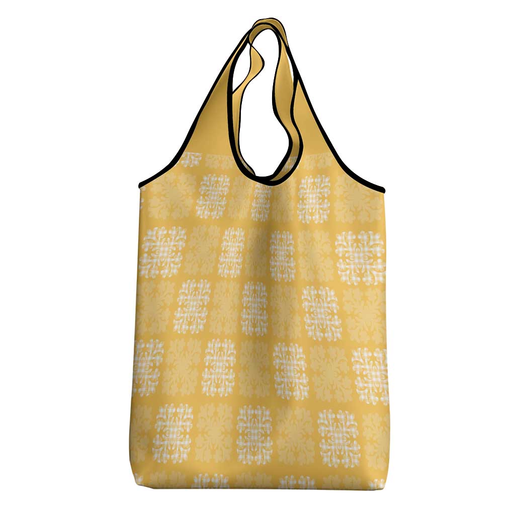 Yellow Palaka Quilt Hawaii Grocery Bag Traditional Hawaii-plaid Pattern - Polynesian Pride