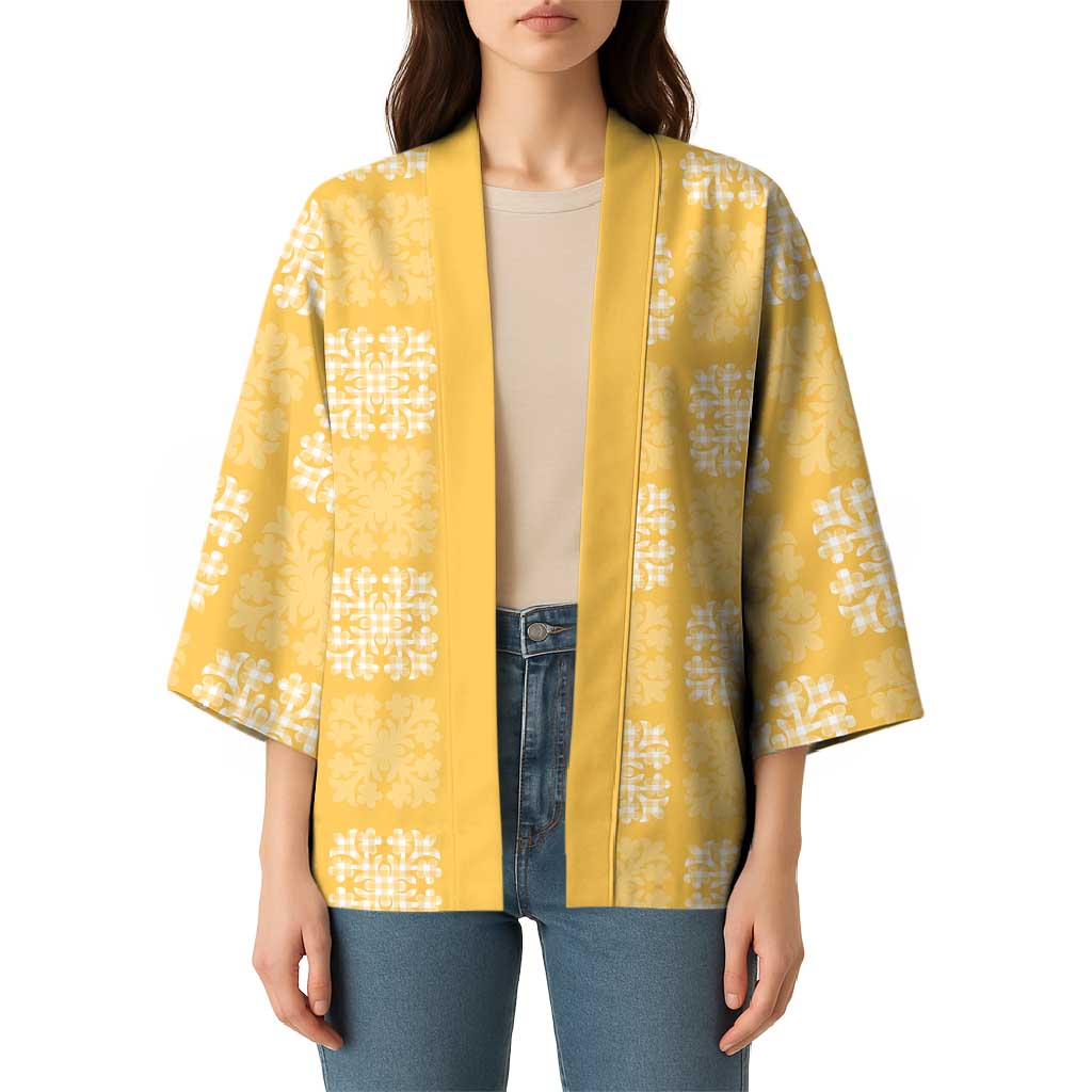 Yellow Palaka Quilt Hawaii Kimono Traditional Hawaii-plaid Pattern - Polynesian Pride