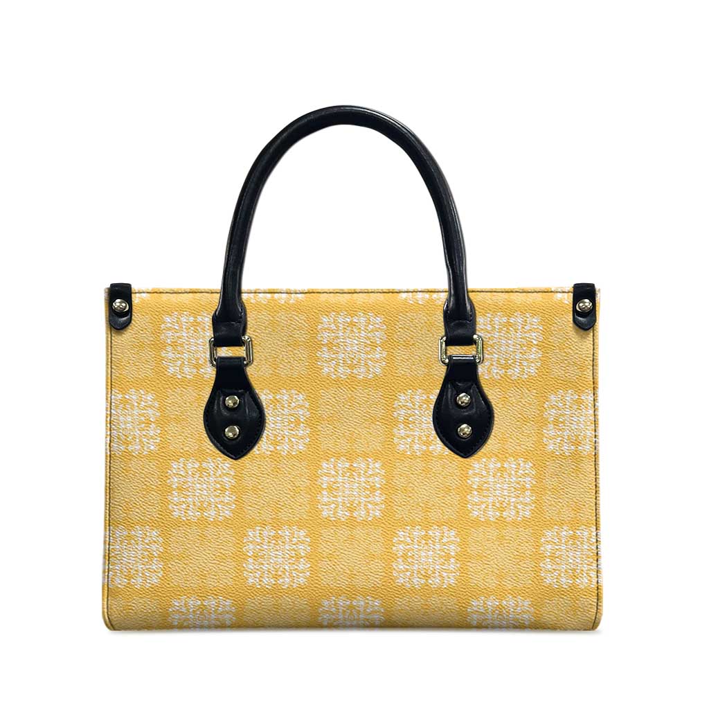 Yellow Palaka Quilt Hawaii Leather Bag Traditional Hawaii-plaid Pattern - Polynesian Pride