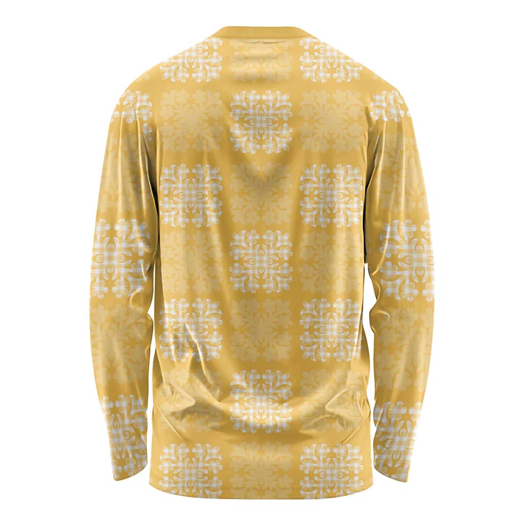 Yellow Palaka Quilt Hawaii Long Sleeve Shirt Traditional Hawaii-plaid Pattern - Polynesian Pride
