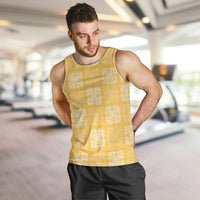 Yellow Palaka Quilt Hawaii Men Tank Top Traditional Hawaii-plaid Pattern - Polynesian Pride