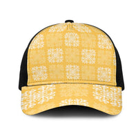 Yellow Palaka Quilt Hawaii Mesh Trucker Cap Traditional Hawaii-plaid Pattern - Polynesian Pride
