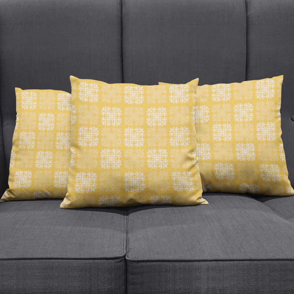 Yellow Palaka Quilt Hawaii Pillow Cover Traditional Hawaii-plaid Pattern - Polynesian Pride