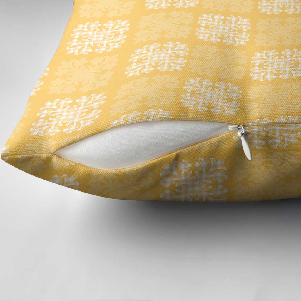 Yellow Palaka Quilt Hawaii Pillow Cover Traditional Hawaii-plaid Pattern - Polynesian Pride