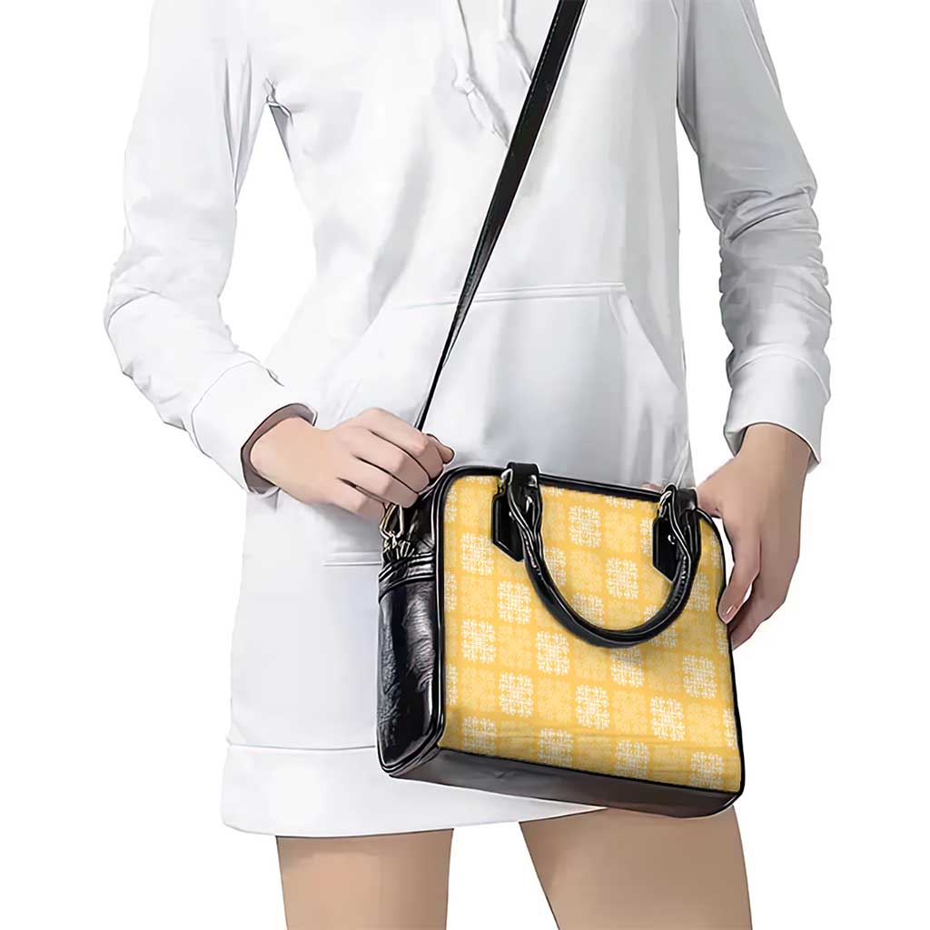 Yellow Palaka Quilt Hawaii Shoulder Handbag Traditional Hawaii-plaid Pattern - Polynesian Pride