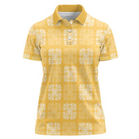 Yellow Palaka Quilt Hawaii Women Polo Shirt Traditional Hawaii-plaid Pattern LT14 Female Yellow - Polynesian Pride