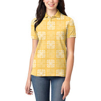 Yellow Palaka Quilt Hawaii Women Polo Shirt Traditional Hawaii-plaid Pattern LT14 - Polynesian Pride
