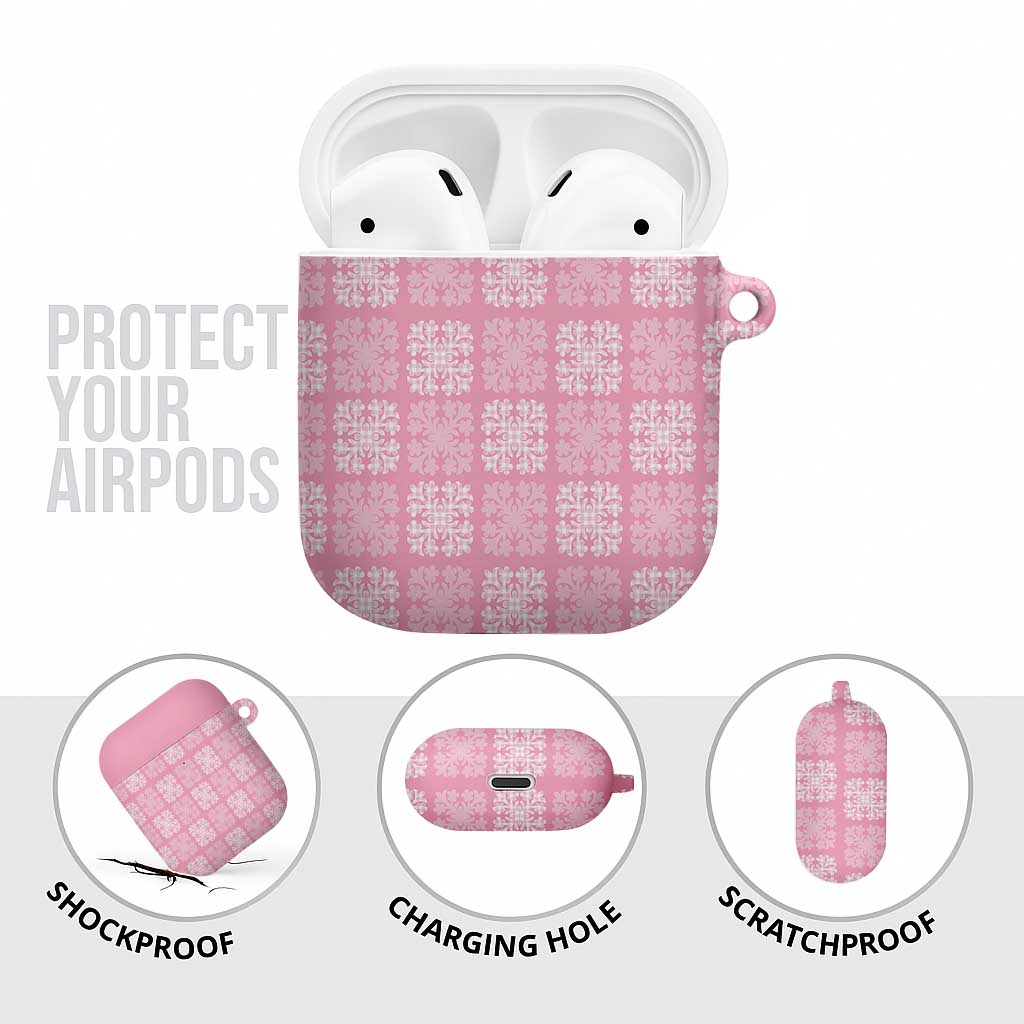 Pink Palaka Quilt Hawaii AirPods Case Traditional Hawaii-plaid Pattern LT14 - Polynesian Pride