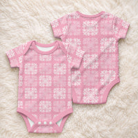 Pink Palaka Quilt Hawaii Baby Onesie Traditional Hawaii-plaid Pattern