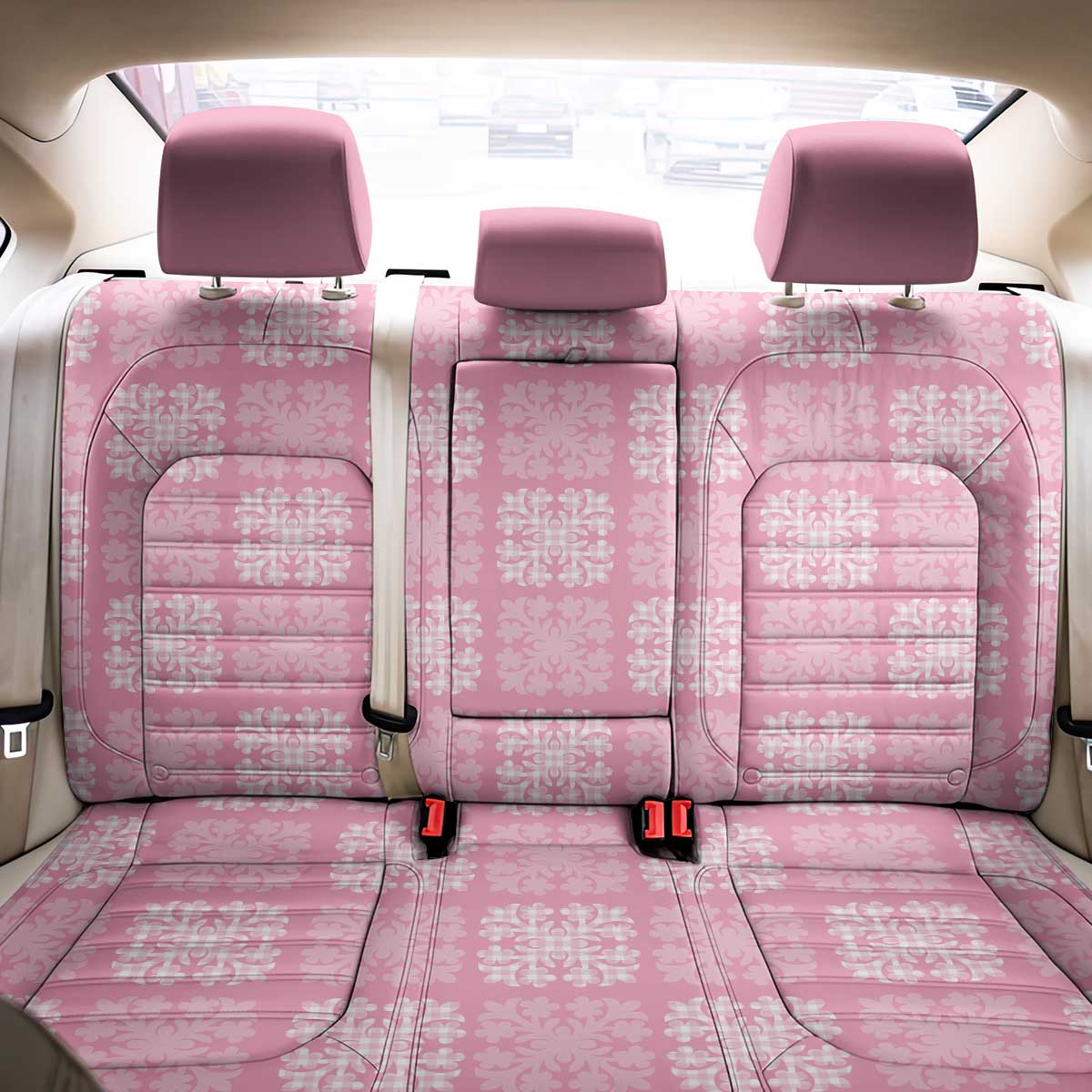 Pink Palaka Quilt Hawaii Back Car Seat Cover Traditional Hawaii-plaid Pattern LT14 - Polynesian Pride