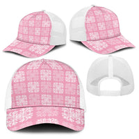 Pink Palaka Quilt Hawaii Baseball Net Cap Traditional Hawaii-plaid Pattern - Polynesian Pride