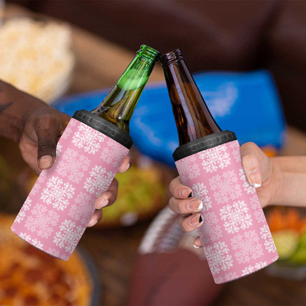 Pink Palaka Quilt Hawaii 4 in 1 Can Cooler Tumbler Traditional Hawaii-plaid Pattern LT14 - Polynesian Pride