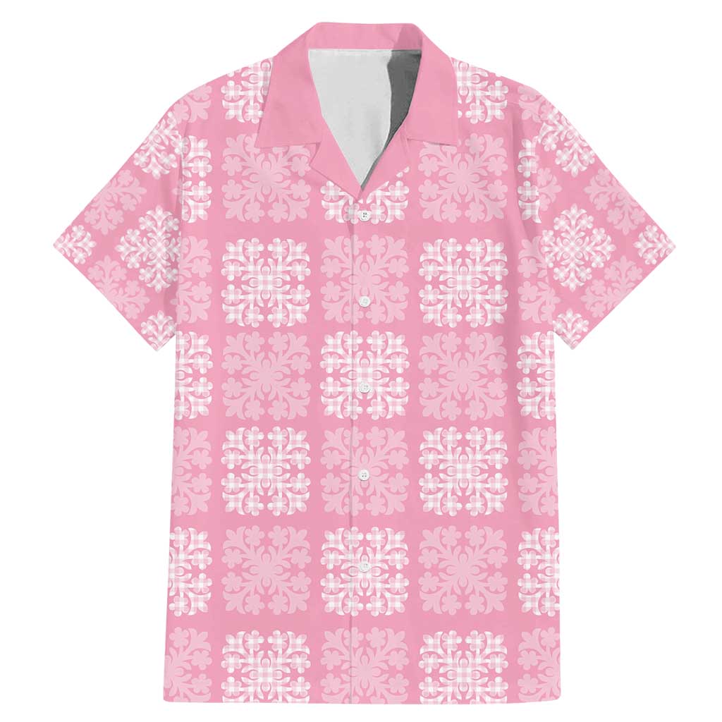 Pink Palaka Quilt Hawaii Family Matching Mermaid Dress and Hawaiian Shirt Traditional Hawaii-plaid Pattern LT14 Dad's Shirt - Short Sleeve Pink - Polynesian Pride