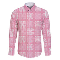 Pink Palaka Quilt Hawaii Family Matching Mermaid Dress and Hawaiian Shirt Traditional Hawaii-plaid Pattern LT14 Dad's Shirt - Long Sleeve Pink - Polynesian Pride