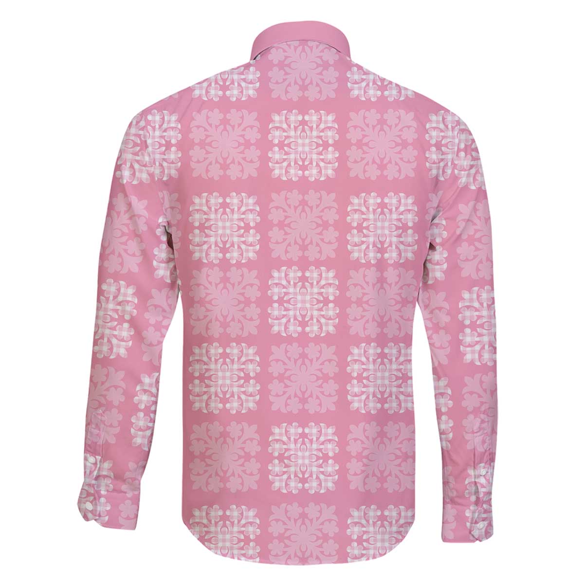 Pink Palaka Quilt Hawaii Family Matching Off The Shoulder Long Sleeve Dress and Hawaiian Shirt Traditional Hawaii-plaid Pattern LT14 - Polynesian Pride