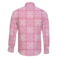 Pink Palaka Quilt Hawaii Family Matching Off The Shoulder Long Sleeve Dress and Hawaiian Shirt Traditional Hawaii-plaid Pattern LT14 - Polynesian Pride