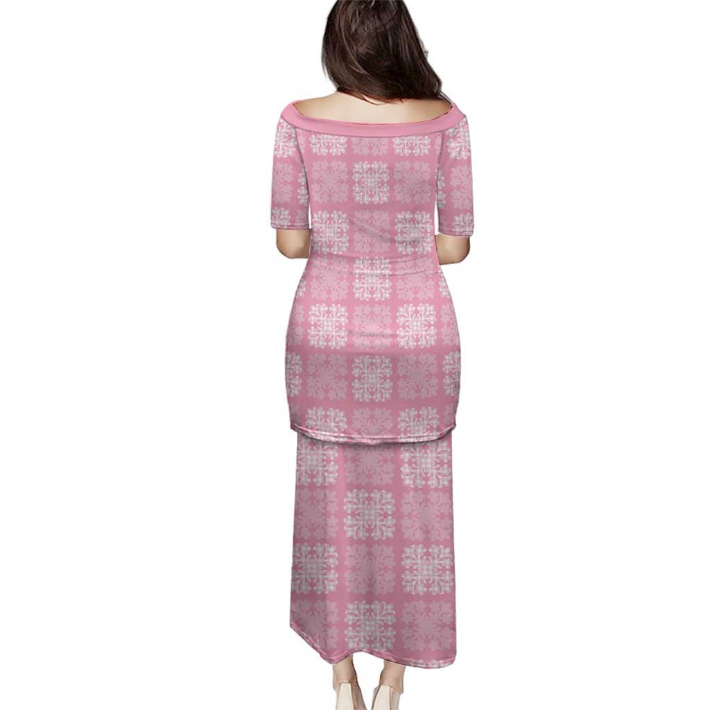 Pink Palaka Quilt Hawaii Family Matching Puletasi and Hawaiian Shirt Traditional Hawaii-plaid Pattern - Polynesian Pride