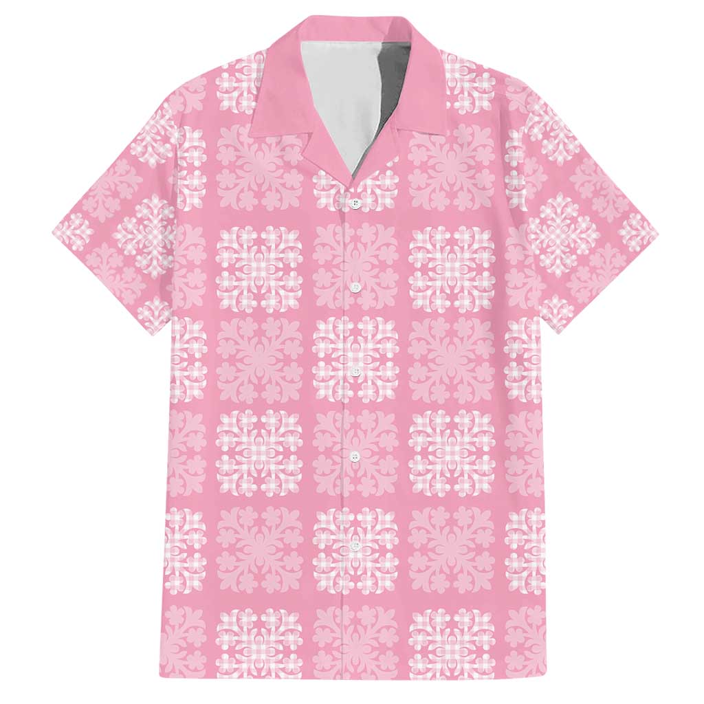 Pink Palaka Quilt Hawaii Family Matching Short Sleeve Bodycon Dress and Hawaiian Shirt Traditional Hawaii-plaid Pattern LT14 Dad's Shirt - Short Sleeve Pink - Polynesian Pride