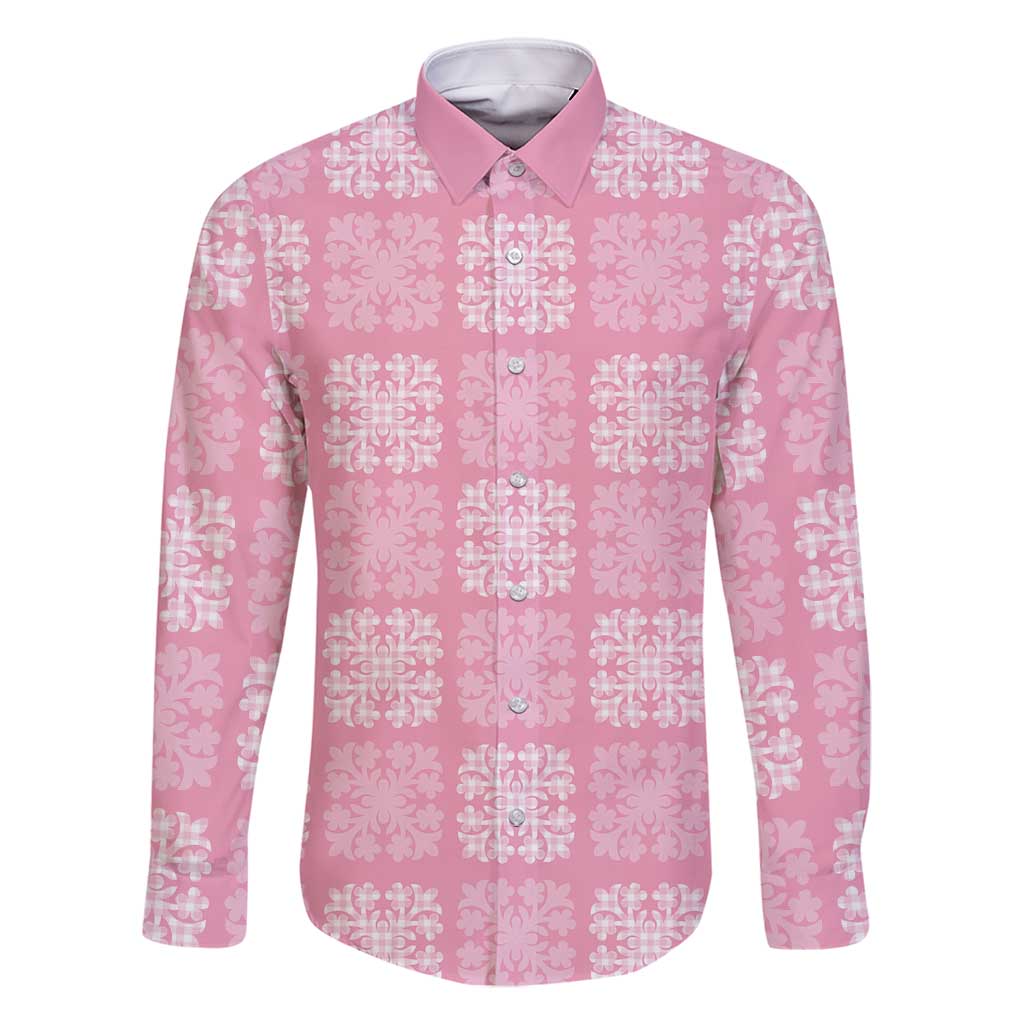 Pink Palaka Quilt Hawaii Family Matching Summer Maxi Dress and Hawaiian Shirt Traditional Hawaii-plaid Pattern - Polynesian Pride