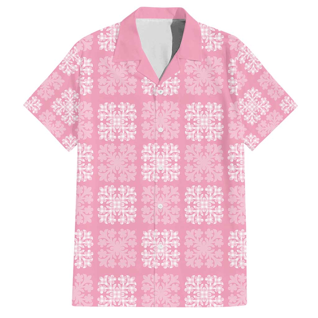 Pink Palaka Quilt Hawaii Family Matching Tank Maxi Dress and Hawaiian Shirt Traditional Hawaii-plaid Pattern - Polynesian Pride