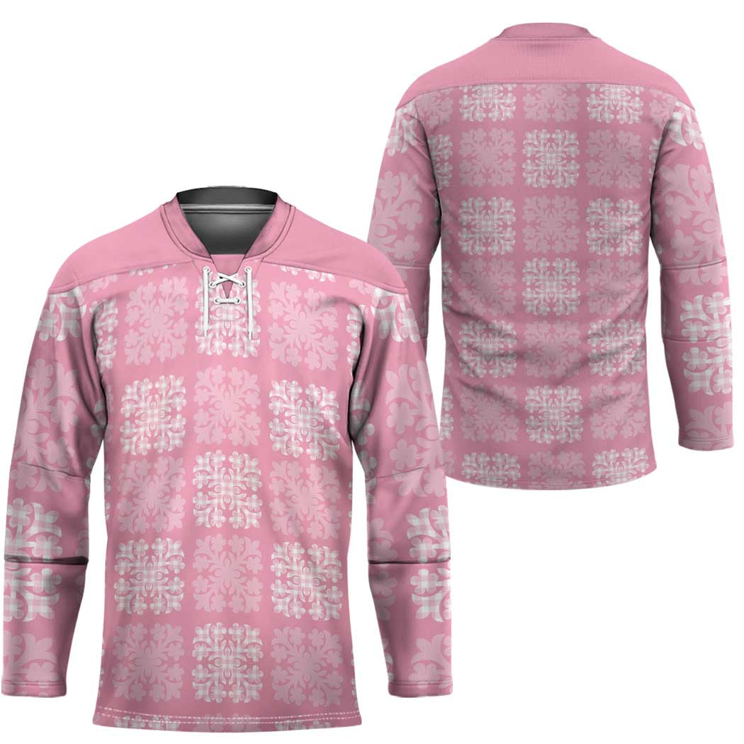 Pink Palaka Quilt Hawaii Hockey Jersey Traditional Hawaii-plaid Pattern - Polynesian Pride