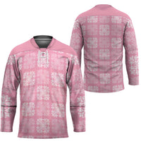 Pink Palaka Quilt Hawaii Hockey Jersey Traditional Hawaii-plaid Pattern - Polynesian Pride