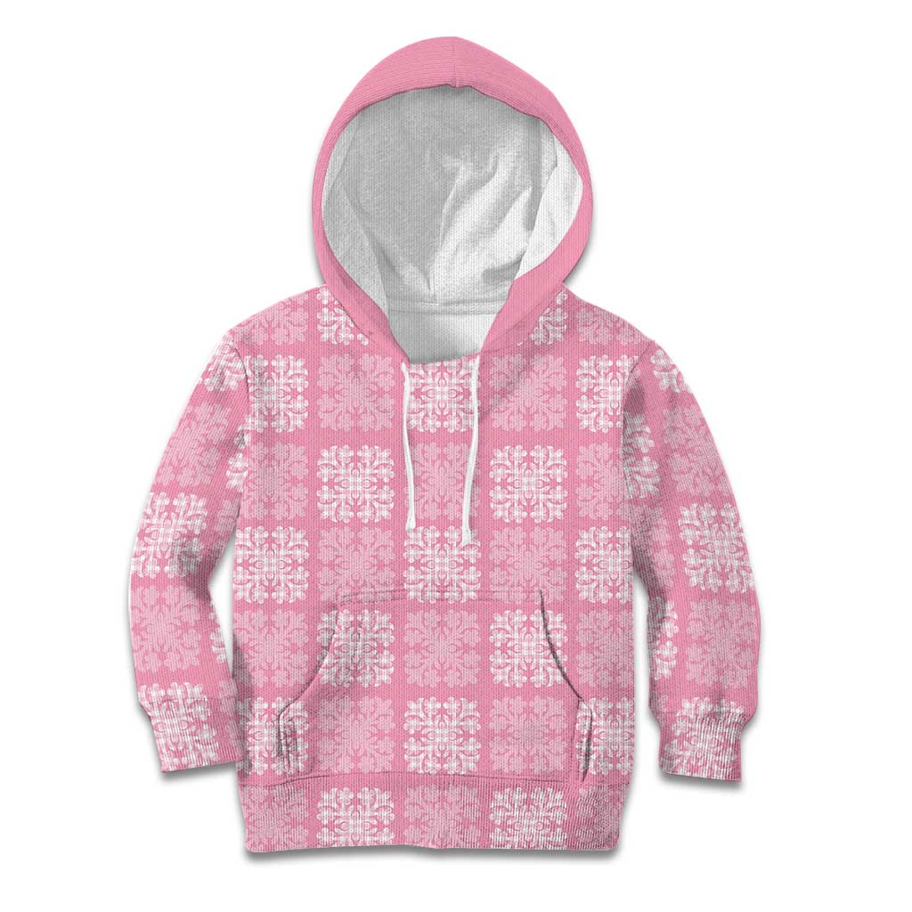 Pink Palaka Quilt Hawaii Kid Hoodie Traditional Hawaii-plaid Pattern LT14 Hoodie Pink - Polynesian Pride