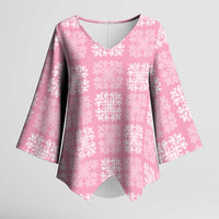 Pink Palaka Quilt Hawaii Kimono Sleeve Blouse Traditional Hawaii-plaid Pattern LT14 Female Pink - Polynesian Pride