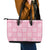 Pink Palaka Quilt Hawaii Leather Tote Bag Traditional Hawaii-plaid Pattern - Polynesian Pride