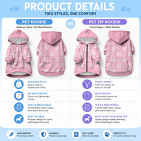 Pink Palaka Quilt Hawaii Pet Hoodie Traditional Hawaii-plaid Pattern LT14 - Polynesian Pride
