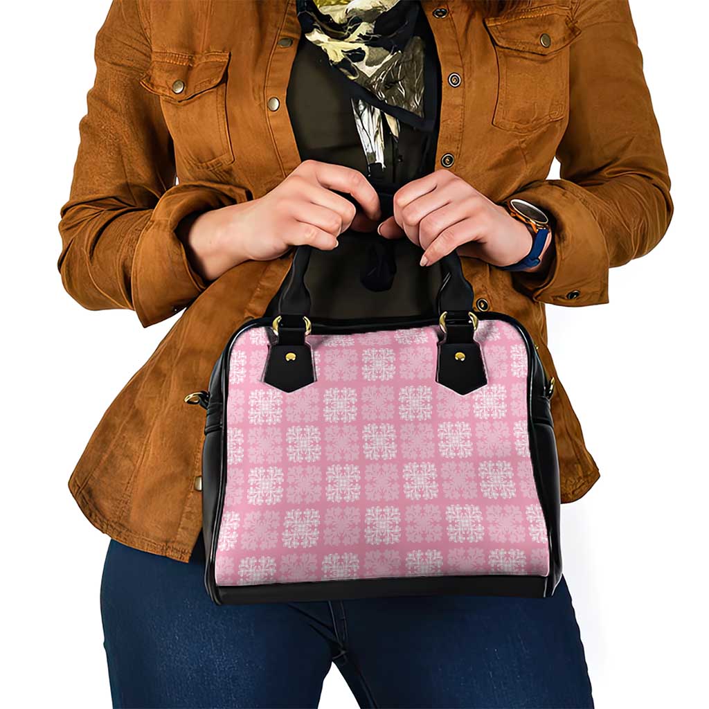 Pink Palaka Quilt Hawaii Shoulder Handbag Traditional Hawaii-plaid Pattern - Polynesian Pride