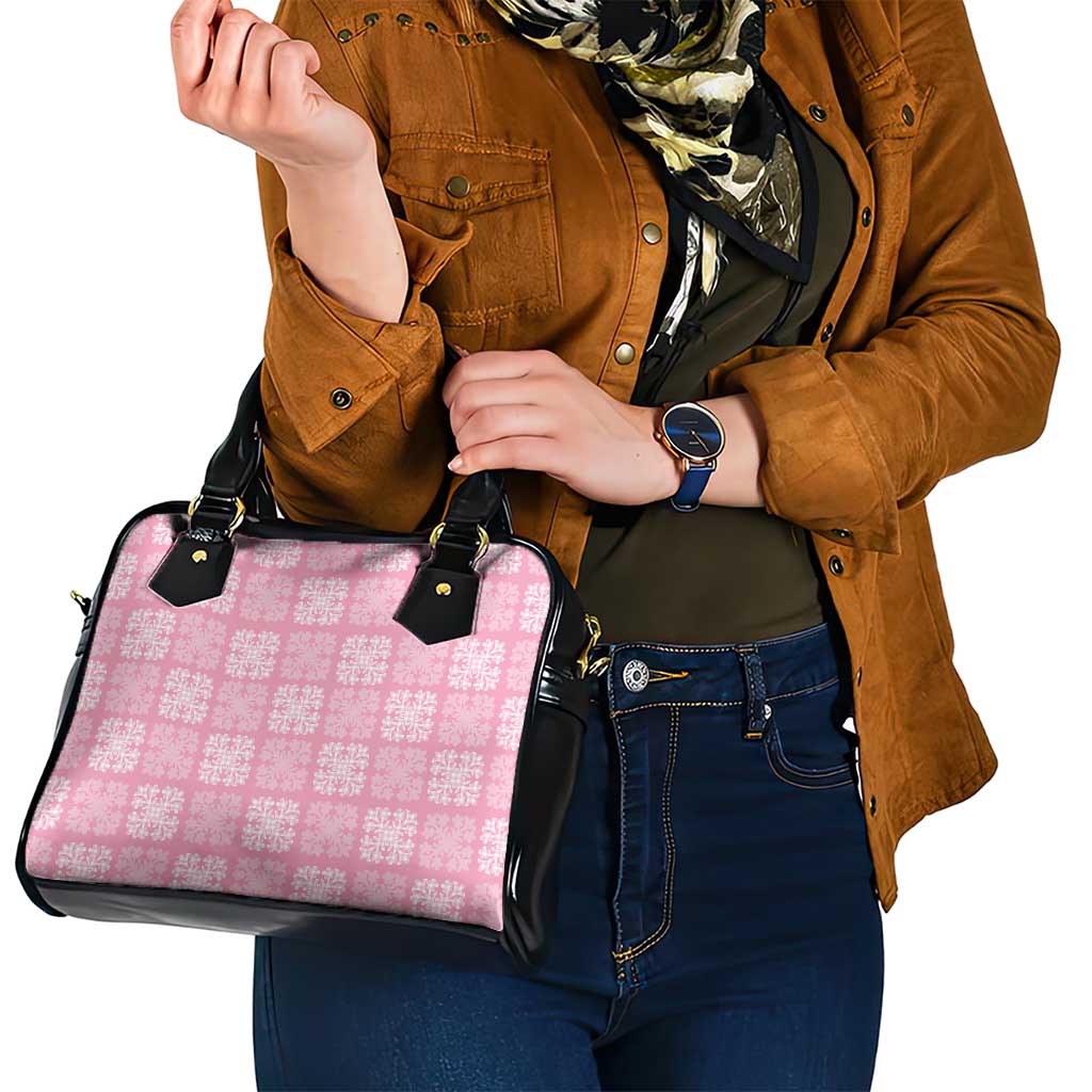 Pink Palaka Quilt Hawaii Shoulder Handbag Traditional Hawaii-plaid Pattern - Polynesian Pride