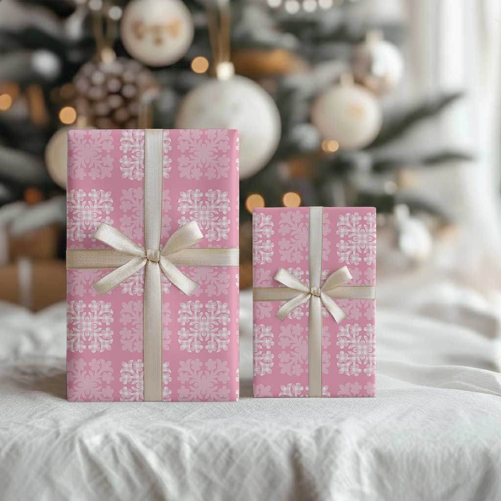 Pink Palaka Quilt Hawaii Wrapping Paper Traditional Hawaii-plaid Pattern - Polynesian Pride