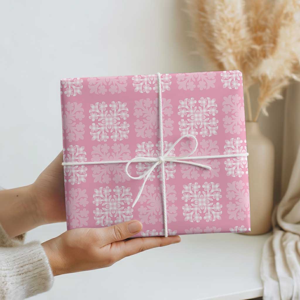 Pink Palaka Quilt Hawaii Wrapping Paper Traditional Hawaii-plaid Pattern - Polynesian Pride