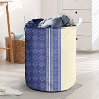 Mabuhay Philippines Festival Laundry Basket Yakan Modern Filipiniana Inspired LT14 Blue - Polynesian Pride