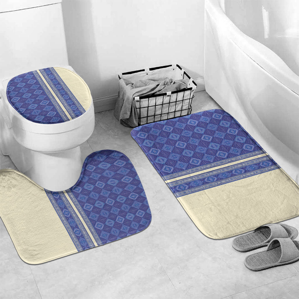 Mabuhay Philippines Festival Bathroom Set Yakan Modern Filipiniana Inspired LT14 Mat Set Only (3 pcs) One Size Blue - Polynesian Pride