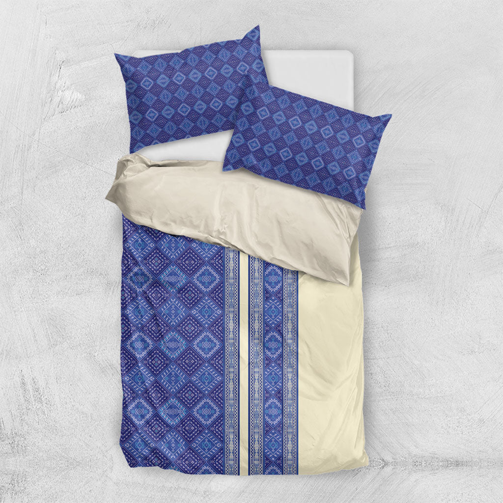 Mabuhay Philippines Festival Bedding Set Yakan Modern Filipiniana Inspired LT14 US Twin 172cm x 218cm Blue - Polynesian Pride