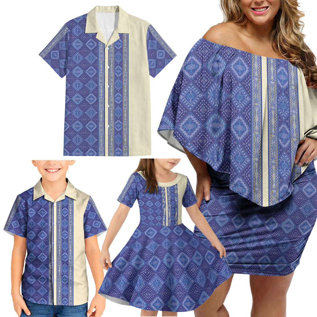 Mabuhay Philippines Festival Family Matching Off Shoulder Short Dress and Hawaiian Shirt Yakan Modern Filipiniana Inspired LT14 - Polynesian Pride