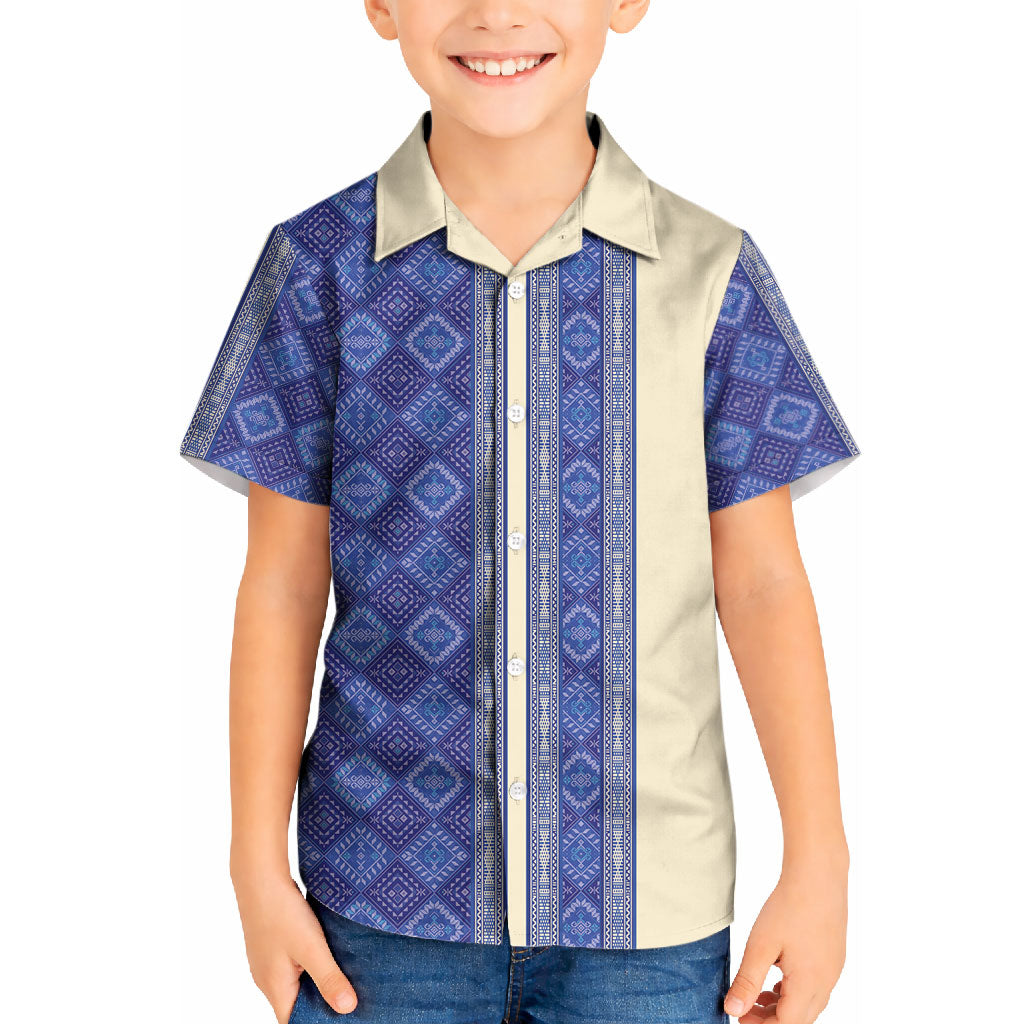 Mabuhay Philippines Festival Kid Hawaiian Shirt Yakan Modern Filipiniana Inspired LT14 Kid Blue - Polynesian Pride