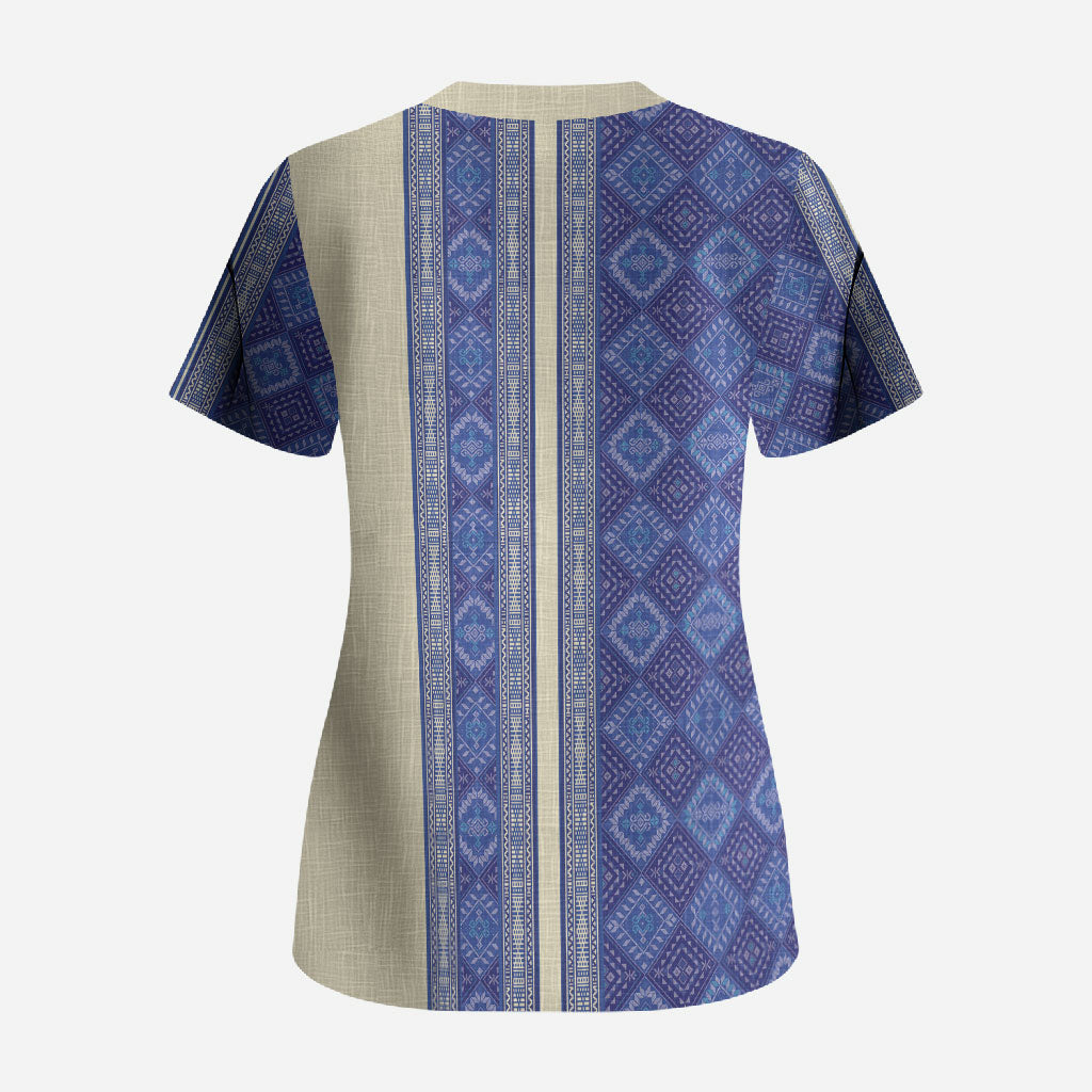 Mabuhay Philippines Festival Scrub Top Yakan Modern Filipiniana Inspired LT14 - Polynesian Pride
