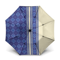 Mabuhay Philippines Festival Umbrella Yakan Modern Filipiniana Inspired LT14 One Size Folded 11.42 inch Opened Diameter 37.4 inch Blue - Polynesian Pride